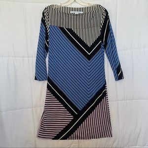 Diane von Furstenberg Striped Sleeved Silk Dress
